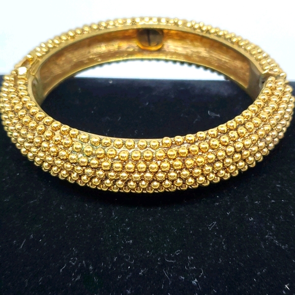 T Jewelry - Beautiful cuff gold tone bracelet. Marked with T